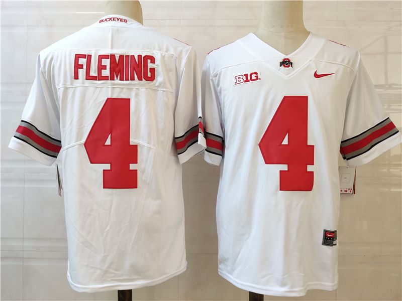 Men Ohio State Buckeyes #4 Fleming White Nike 2025 NCAA Jersey->ncaa teams->NCAA Jersey